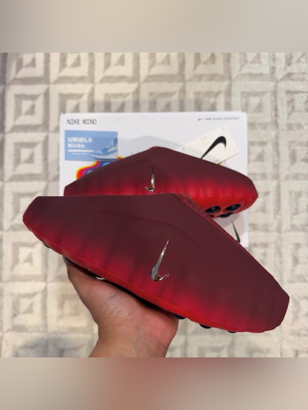 Size 10 Mens Nike Mind 001 Team Red University Red Slides Mules HQ4307-001 NEW